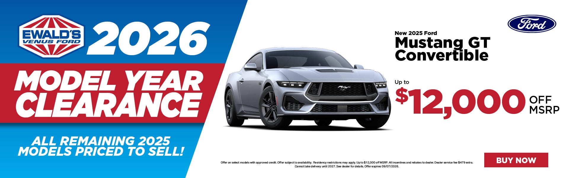 2025 Ford Mustang GT Convertible up to $12,000 off MSRP 