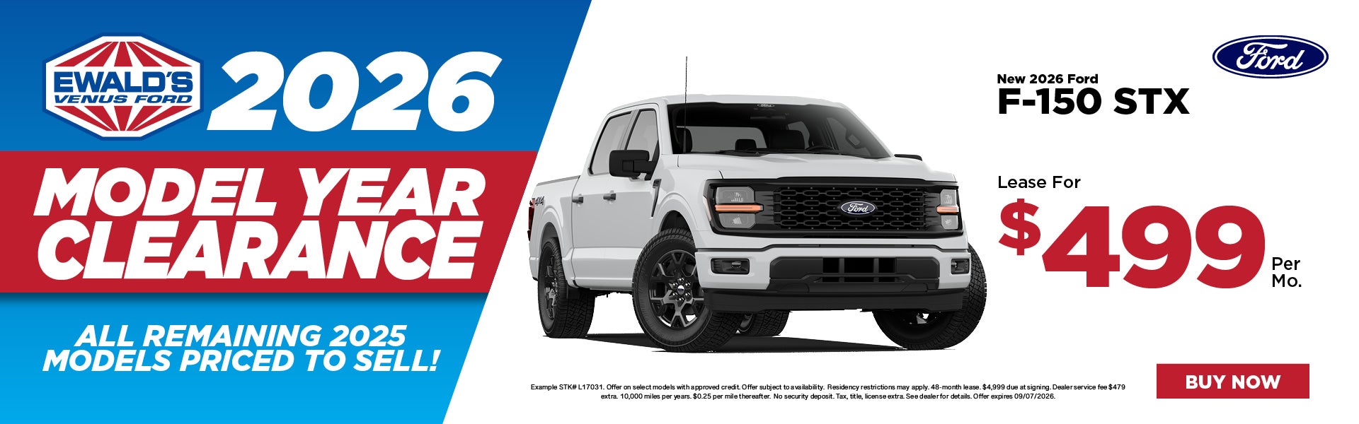 2026 Ford F-150 STX Lease $499