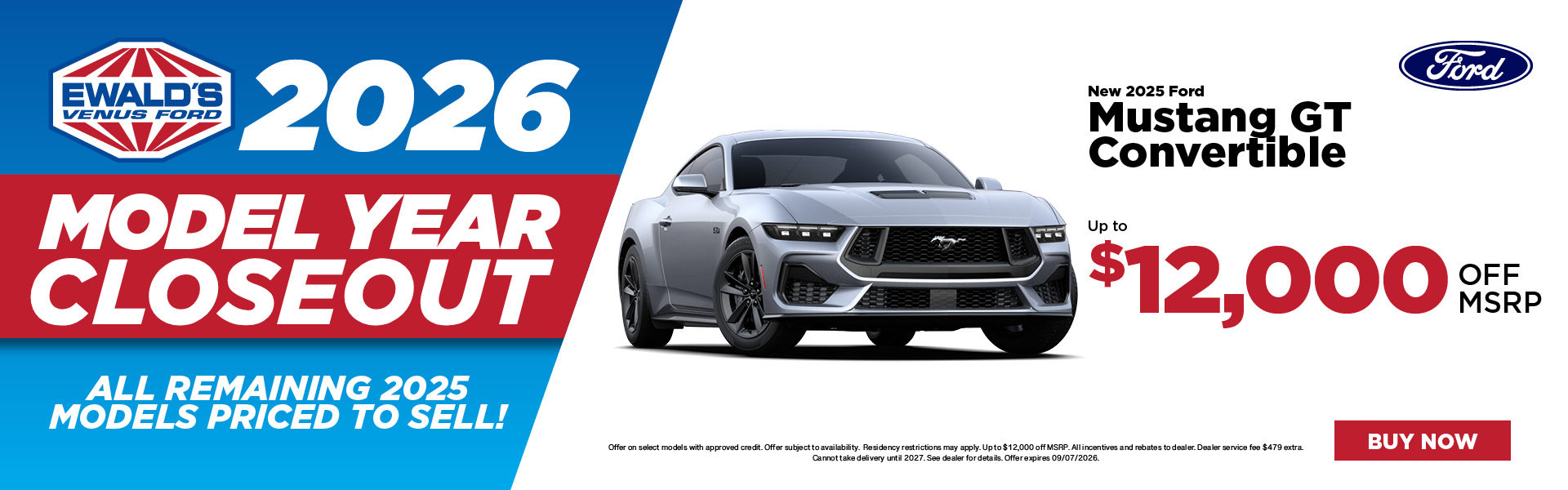 2025 Ford Mustang GT Convertible up to $12,000 off MSRP 