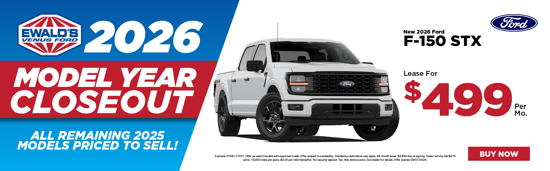 2026 Ford F-150 STX Lease $499