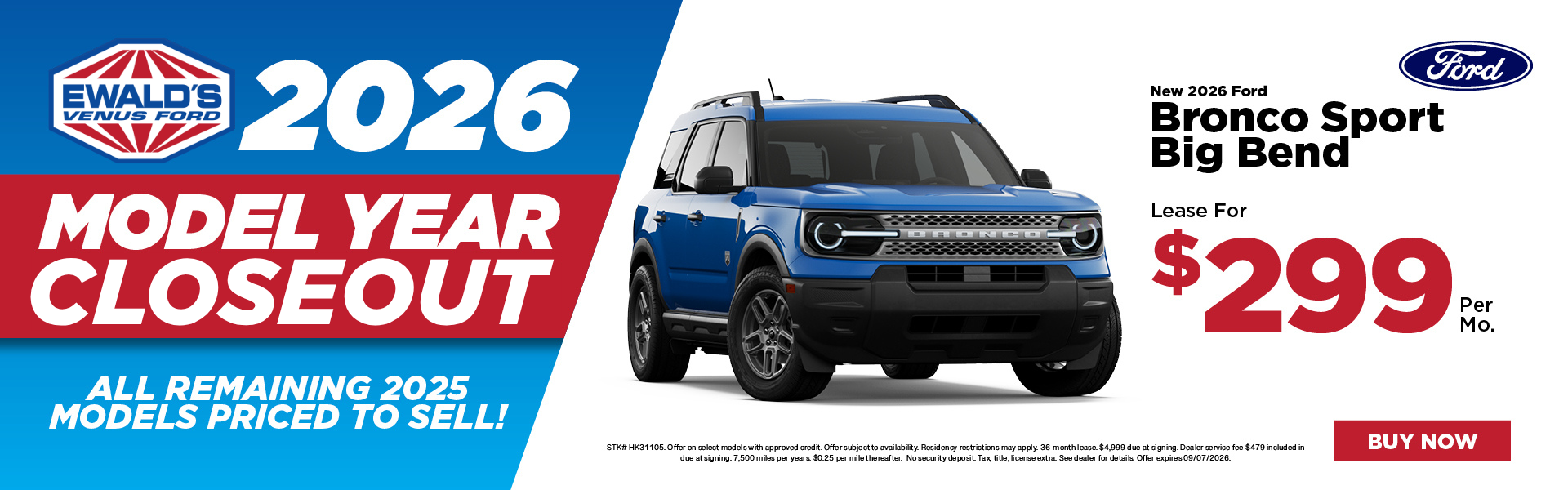 2026 Ford Bronco Sport Big Bend Lease $299