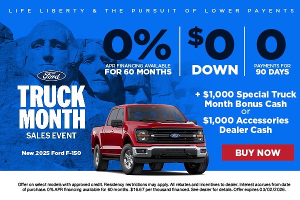 2025 Ford F-150 0%, $0, 0 Payments for 90 Days