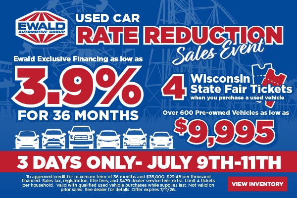 Used Car Sales Event: 3.9% APR & 4 State Fair Tix