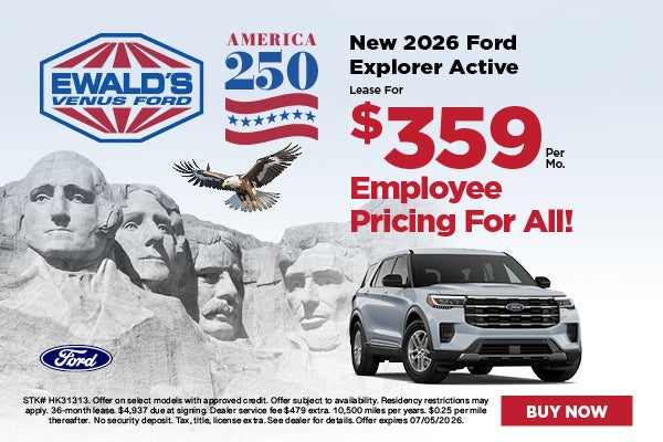 2026 Ford Explorer Active Lease $359- Employee Pricing