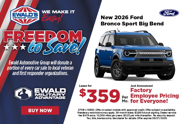 2026 Ford Bronco Sport Big Bend Lease $359, Employee Pricing