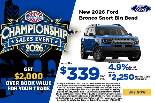 2026 Ford Bronco Sport Big Bend Lease $339 or 4.9% APR