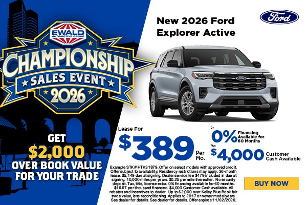 2026 Ford Explorer Active Lease $389 or 1.9% APR 