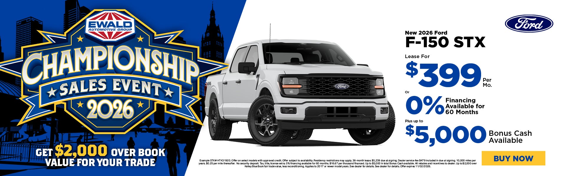 2026 Ford F-150 STX Lease $399 or 1.9% APR