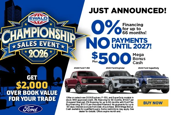 0% FOR 66 + $500 BONUS CASH 2026 F-150 & EXPLORER